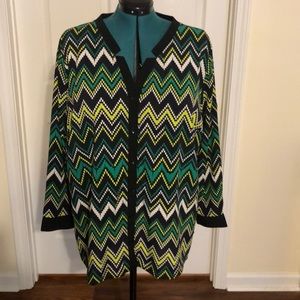 Catherines VNeck Zigzag Striped Blouse Top Size 2X (22/24W)